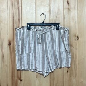 Torrid White and Tan‎ Linen Blend Paper-bag Shorts Size 1X